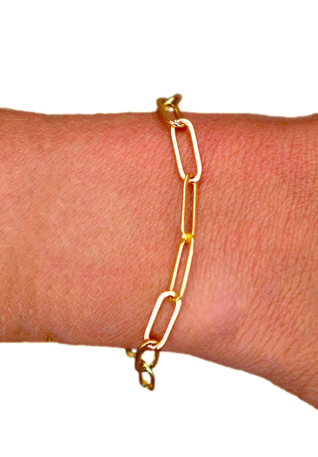 Natural Nugget 24K & Solid 14K Yellow Gold, Link Chain, 7 1/2
